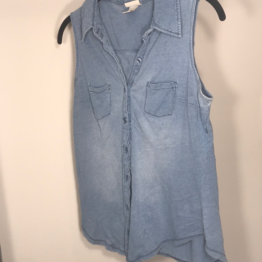 Button up jean tank
